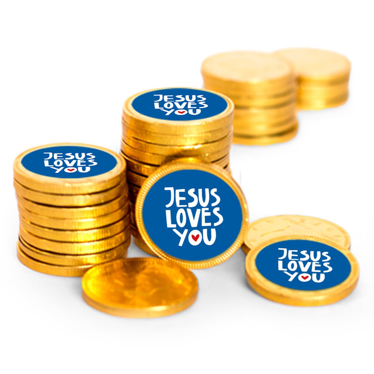 80ct Vacation Bible School Candy Religious Party Favors Chocolate Coins Church Sunday School Items (80 Count) - Gold Foil - By Just Candy